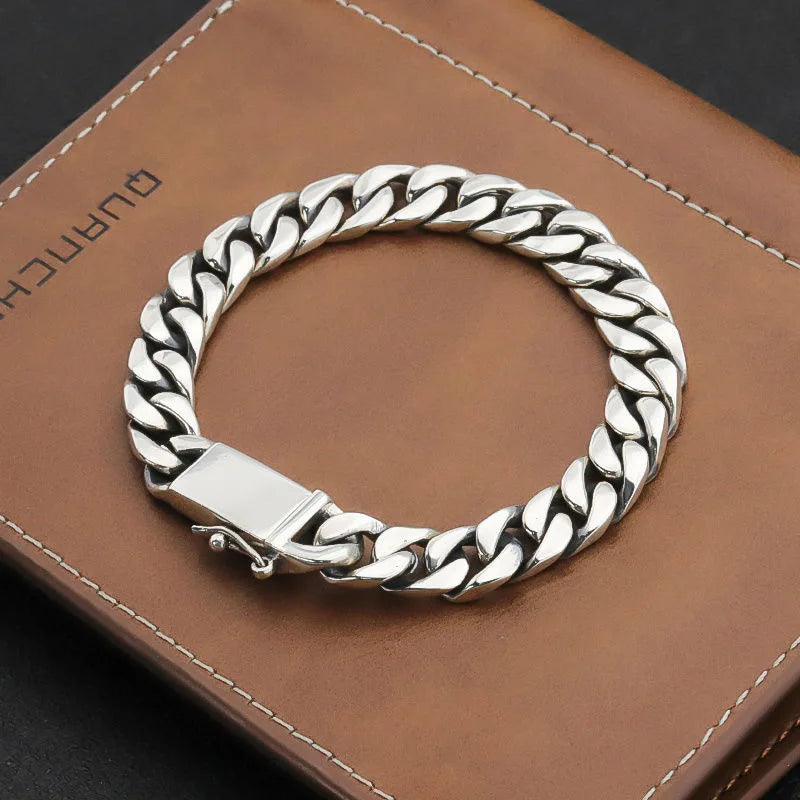 Factory Price 100% S925 Sterling Silver Bracelet 8MM Punk S925 Silver Jewelry Never Fade Men Jewelry Gifts