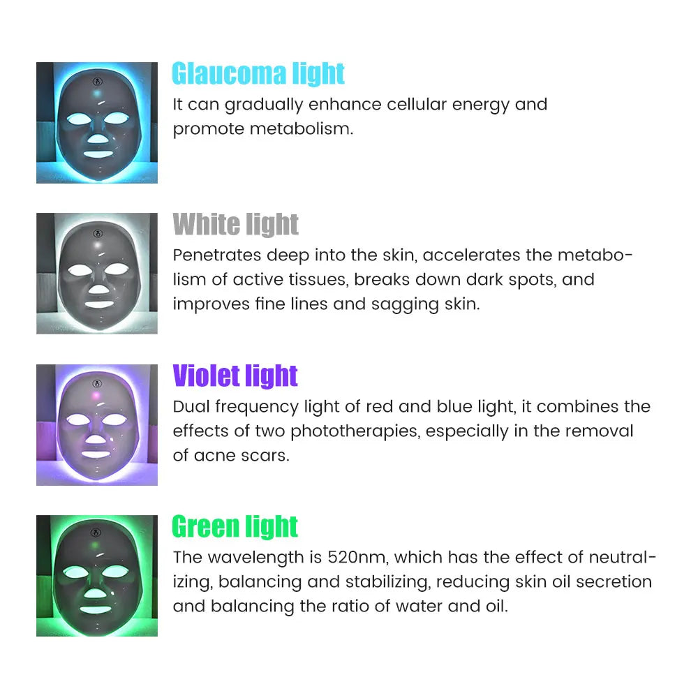 7 Colors Light Therapy Face Mask Photon Therapy LED Facial Mask Korean Skin Care Anti Wrinkle Skin Mouisture Machine Face Care