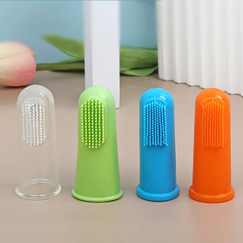 4pcs Super Soft Pet Finger Toothbrush Teddy Dog Brush Bad Breath Tartar Teeth Tool Dog Cat Cleaning Pet Supplies