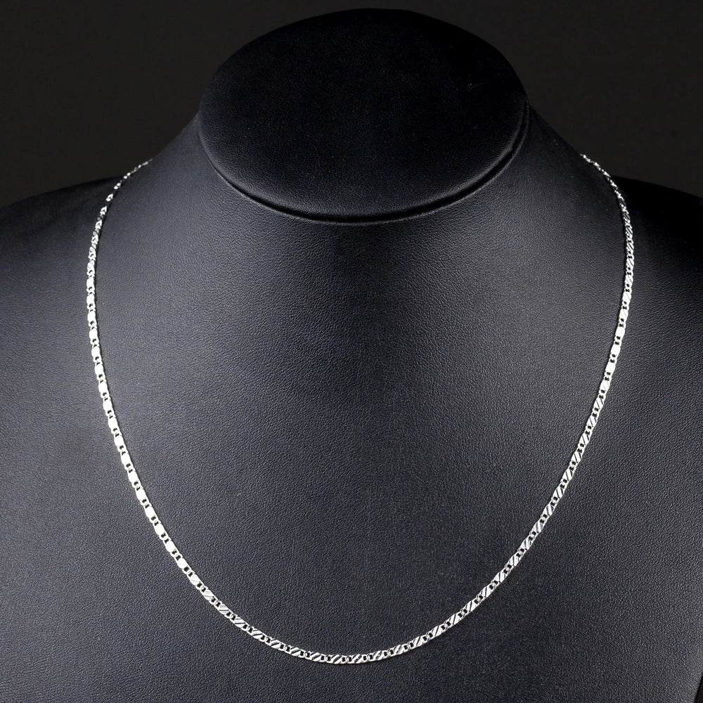 New luxury 925 Sterling Silver special 2MM flat Clavicle chains Necklaces for Men Women wedding Jewelry Christmas gifts 40-75cm