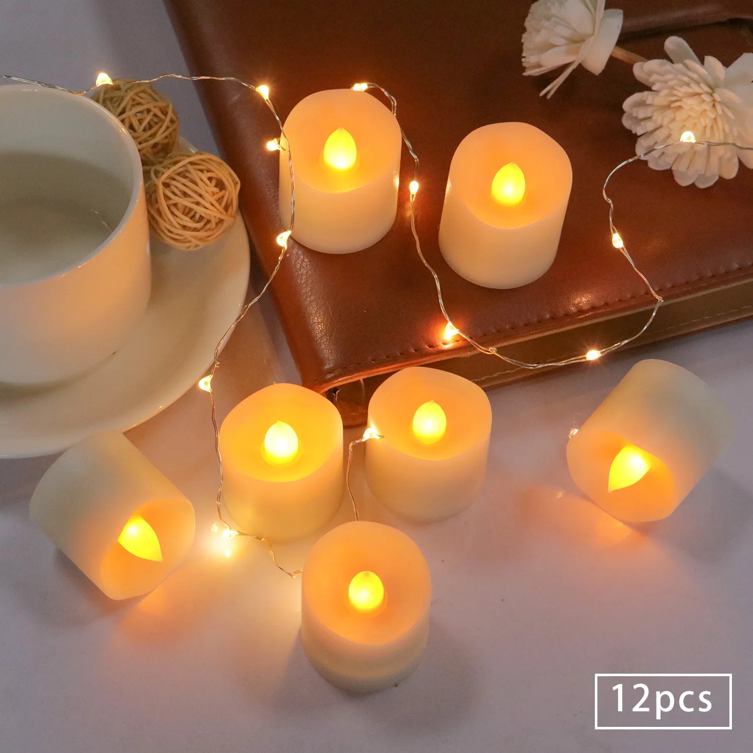 24Pcs Flameless LED Candle Lights Creative Wishing Led Tea Lamp Warm White Halloween Wedding Christmas Decoration Candle Light