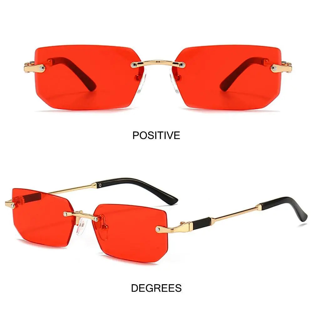 UV400 Rimless Rectangle Sunglasses Fashion Y2K Frameless Sun Glasses Shades for Women & Men