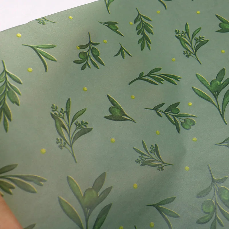 20Sheet Botanical Printed Wrapping Paper Green Leaves Tree Gift Packaging Paper DIY Birthday Christmas Festival Craft Papers