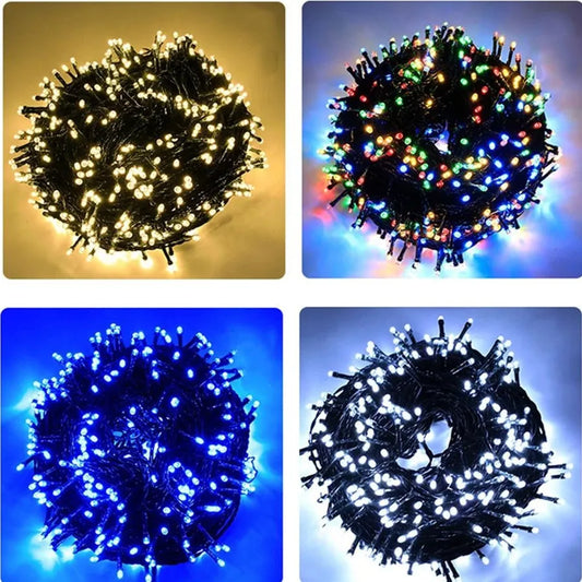 2025 New Year Christmas Decoration String Lights 10M 30M 50M Outdoor Garland Fairy Lights for Wedding Party Garden Tree Street