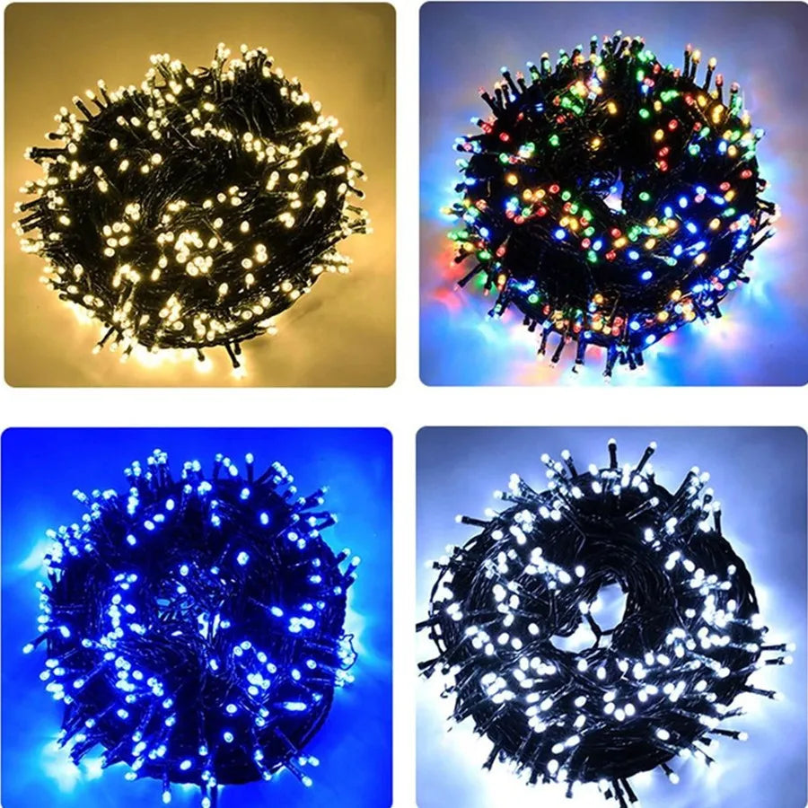 2025 New Year Christmas Decoration String Lights 10M 30M 50M Outdoor Garland Fairy Lights for Wedding Party Garden Tree Street