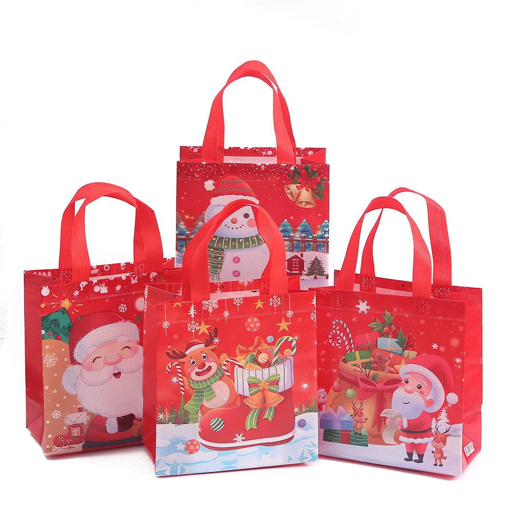 4Pcs Christmas Gift Bags Santa Snowman Elk Xmax Gift Packing Bag Non-Woven Christmas Packaging Christmas Decoration 2024 Navidad