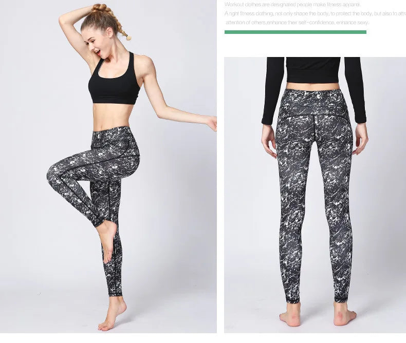 Explosive Yoga Pants Women High Waisted Tight Hip Lifting Sports Fitness Pants Camouflage Print Yoga Clothing