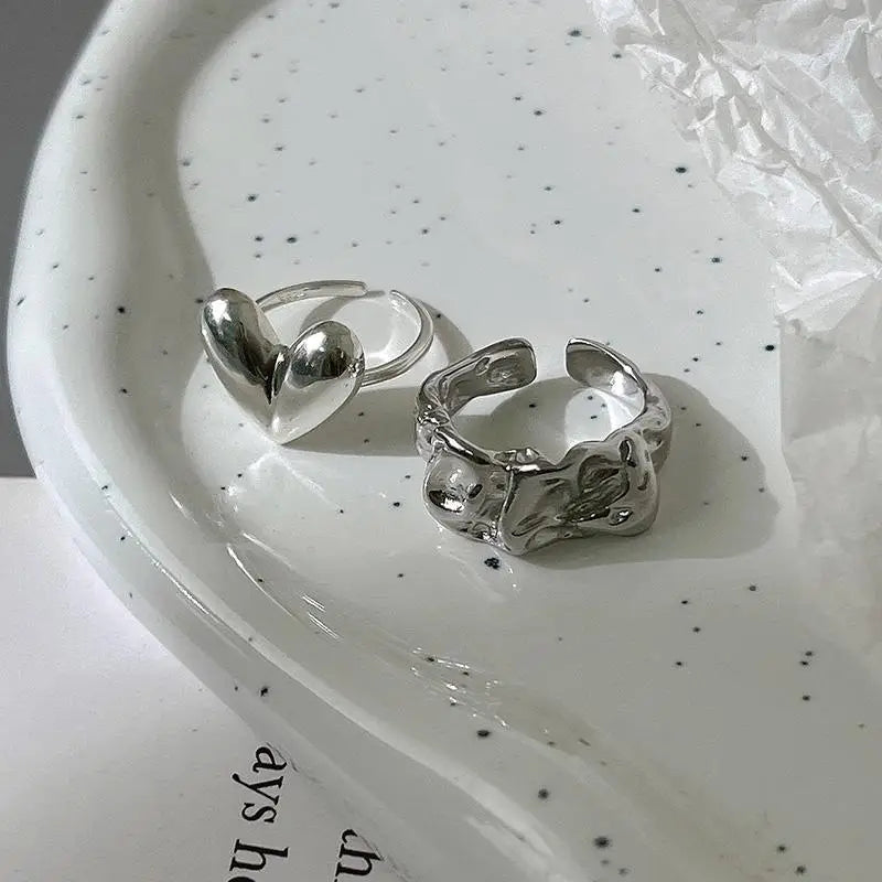 Original 925 Sterling Silver Heart Bump Rings For Women Counple Wedding Engagement Silver Women's Vintage Ring Fine Jewelry