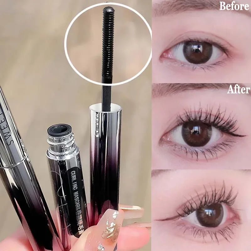 Curling Mascara Metallic Head Brush Head Mascara Slim Thick Curling Anti-Sweat Lasting Non-Smudge Mascara Eye Cosmetics Tools