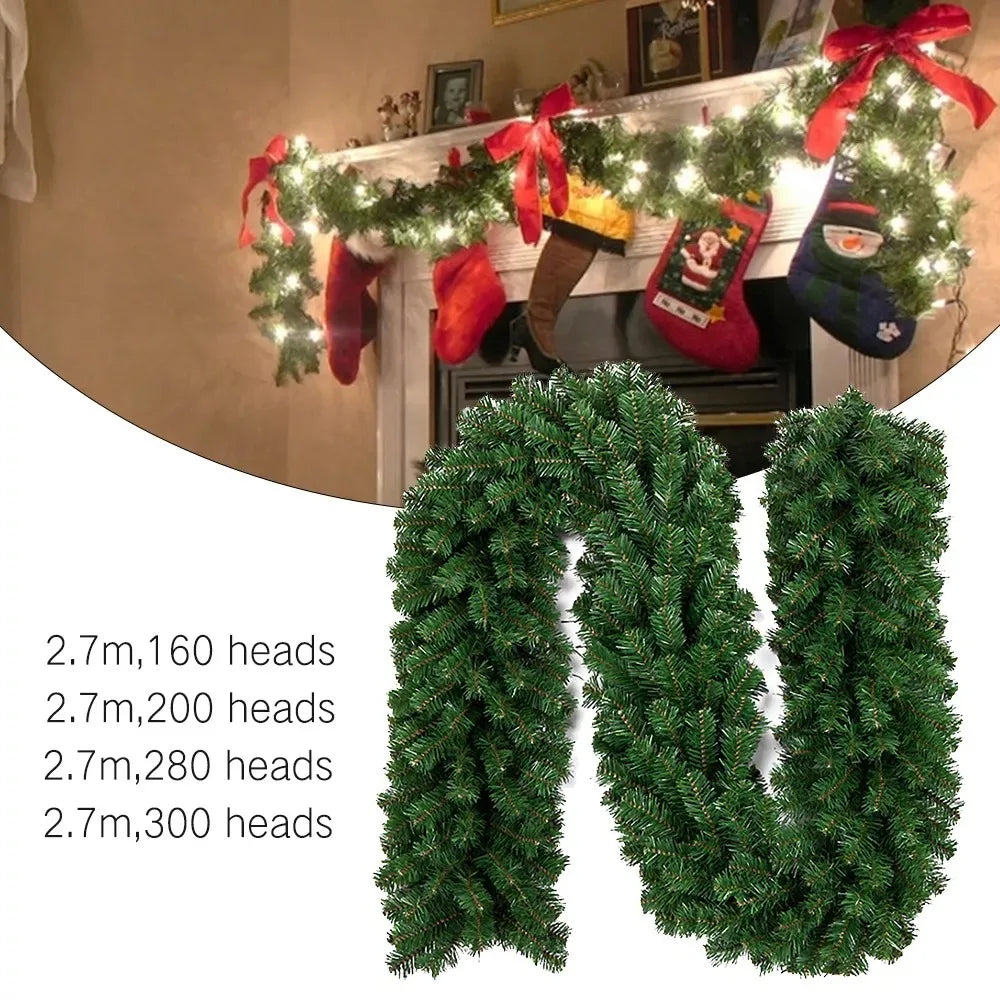 2.7M Artificial Rattan Wreath Decor Pine Tree Christmas Decoration For Kids Home Navidad Xmas Pine Tree Rattan Hanging Ornament