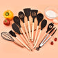 Silicone Cookware Nonstick Cookware Kitchen Utensils Set Spatula Spatula Egg Beaters Wooden Handle Cooking Tools Set