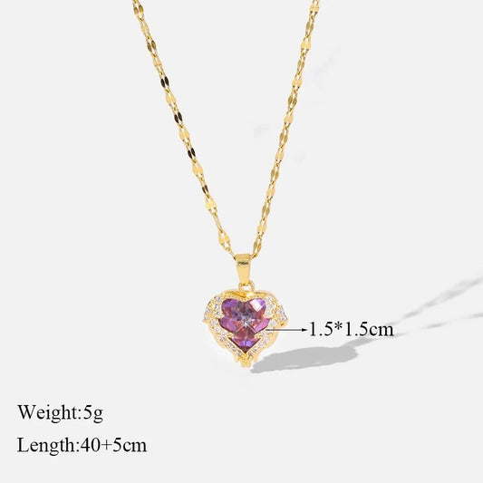 316L Stainless Steel Chain Love Heart Pendant Necklace Fot Women New Shiny Wedding Jewelry Gifts Fashion Neck Chain for Girls