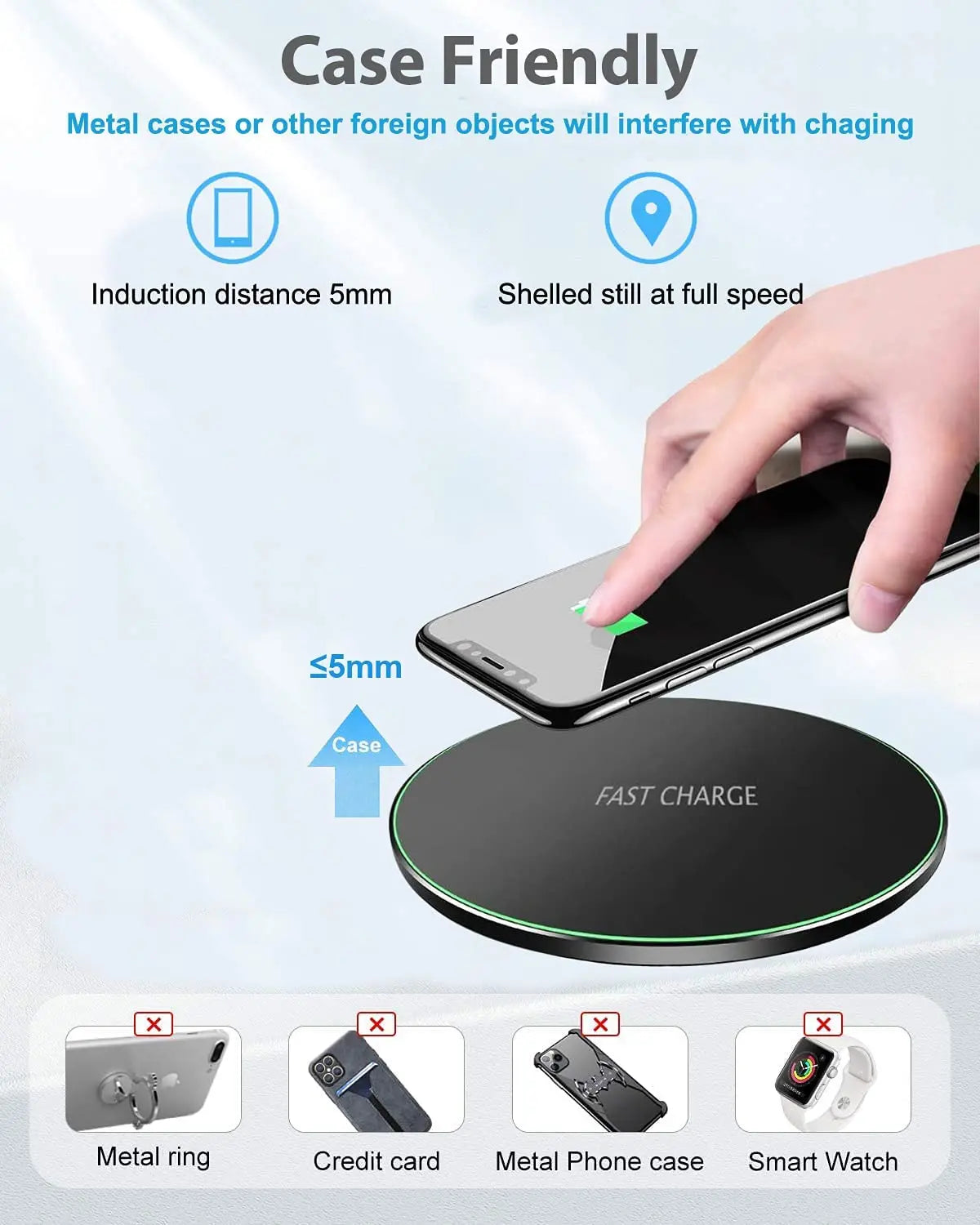 Qi2.0 Wireless Charger for iPhone 13 12 15 Xs Max XR 8 Plus  Fast Charging Pad for Ulefone Doogee Samsung Note 9 S10 Plus S21