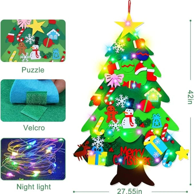 DIY Felt Christmas Tree Christmas Decoration for Home Navidad Noel 2025 New Year Christmas Ornaments Santa Claus Xmas Kids Gifts