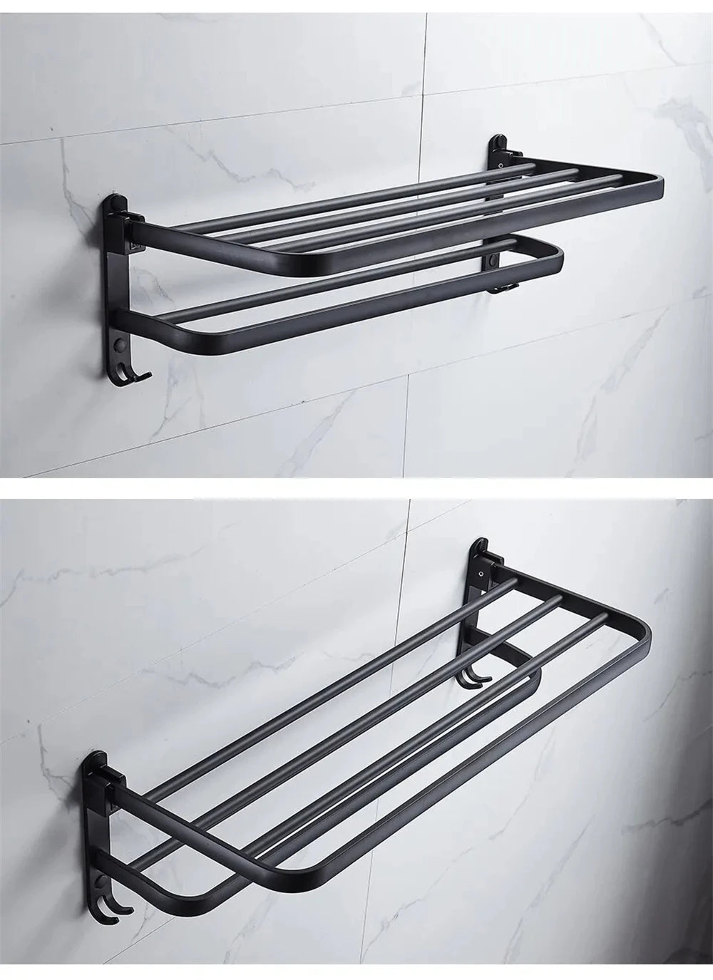 Multifunctional Aluminum Foldable Towel Rack Wall-Mounted Bathroom Item Shelf Suitable for Shower Rooms Bathroom Accessories