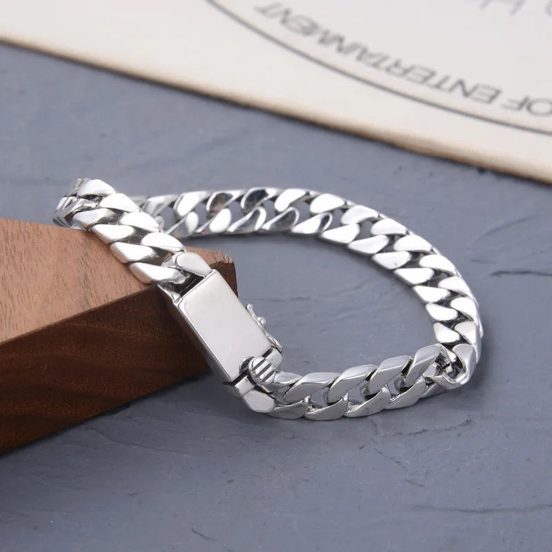 Factory Price 100% S925 Sterling Silver Bracelet 8MM Punk S925 Silver Jewelry Never Fade Men Jewelry Gifts