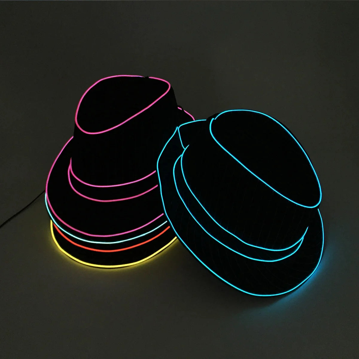 Hot Sales Light Up Gentleman's Hat LED Luminous Fedora Hat Performace Night Party Neon Glowing Cap Bar DJ Costume Accessories