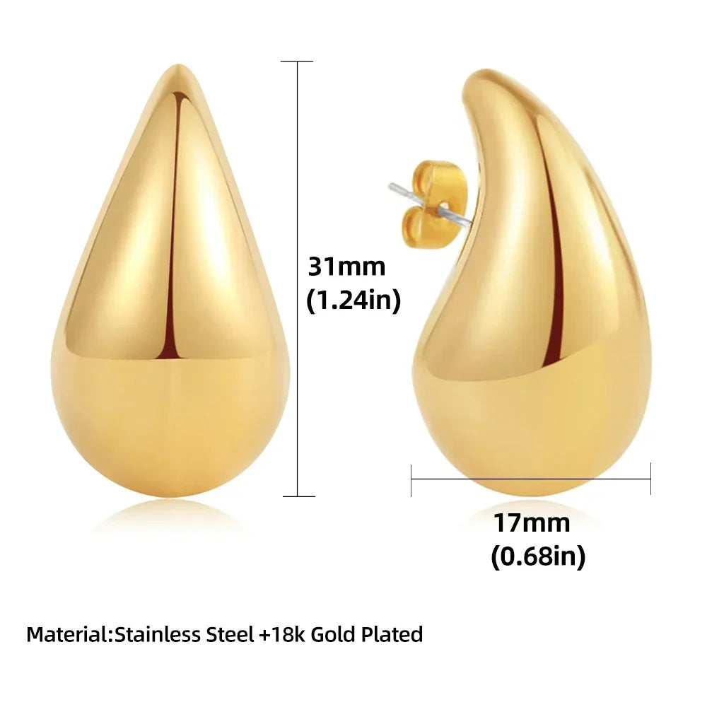 DOTEFFIL 女士大水滴耳环 Dupes 厚实泪珠 925 纯银镀金个性耳饰