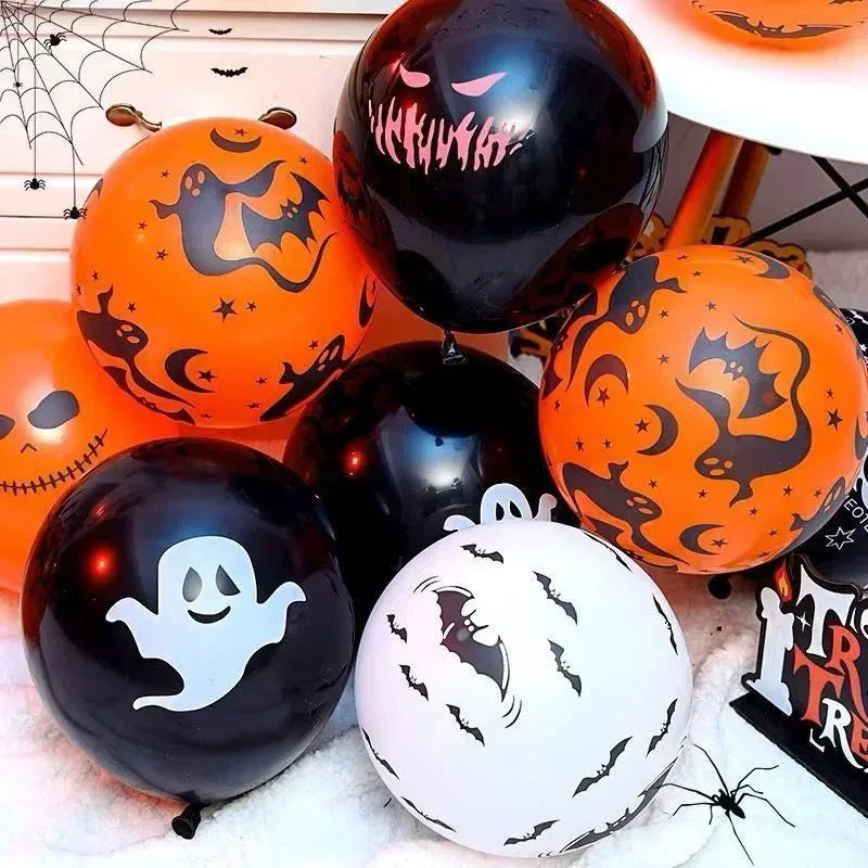 100/1PCS Scary Halloween Latex Balloons Pumpkin Ghost Spider Inflation Baloons Happy Helloween Birthday Party Supplies 12inch