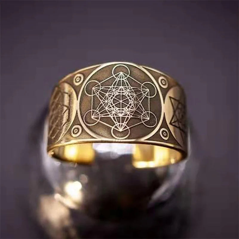 Bulbusbow Archangel Metatron Ring – Spiritual Protection & Wellness Tracker | Adjustable Stainless Steel Ring with Semi-Precious Stone | Perfect Gift for bestie