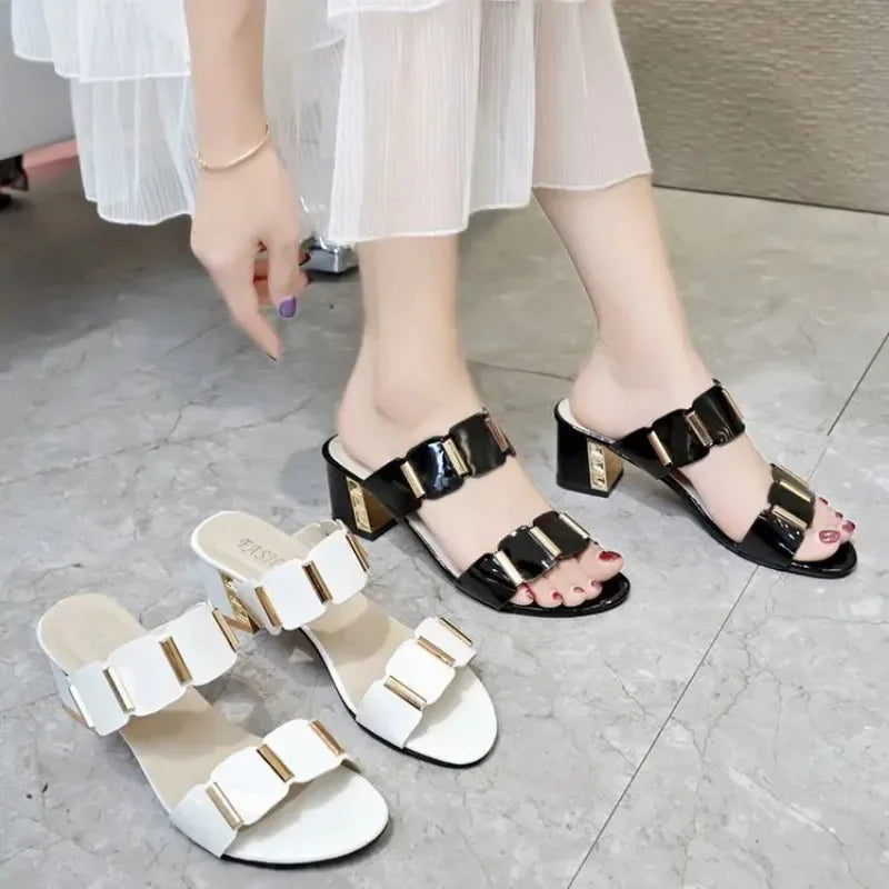 Shoes for Women 2023 Fashion Summer High Heel Sandals Lady Sexy Comfortable Sandals Female Cute Pu Leather Sandals Zapatos Mujer