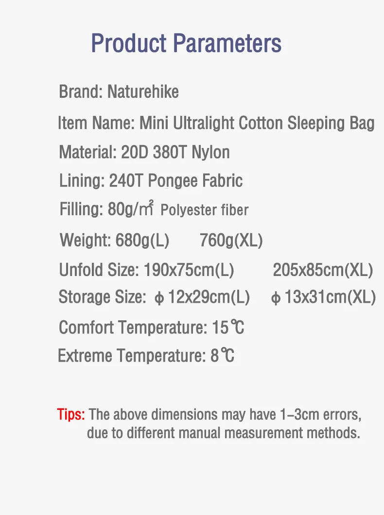 Naturehike lw180 Sleeping Bag Ultralight Cotton Sleeping Bag Spring Summer Sleeping Bag Outdoor Hiking Camping Sleeping Bag