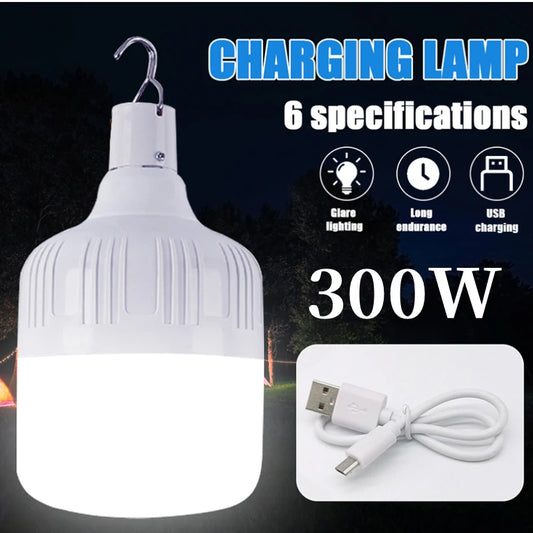 USB Rechargeable LED Bulb Emergency Lights Outdoor BBQ Camping Lantern Spotlights Hanging Lamp