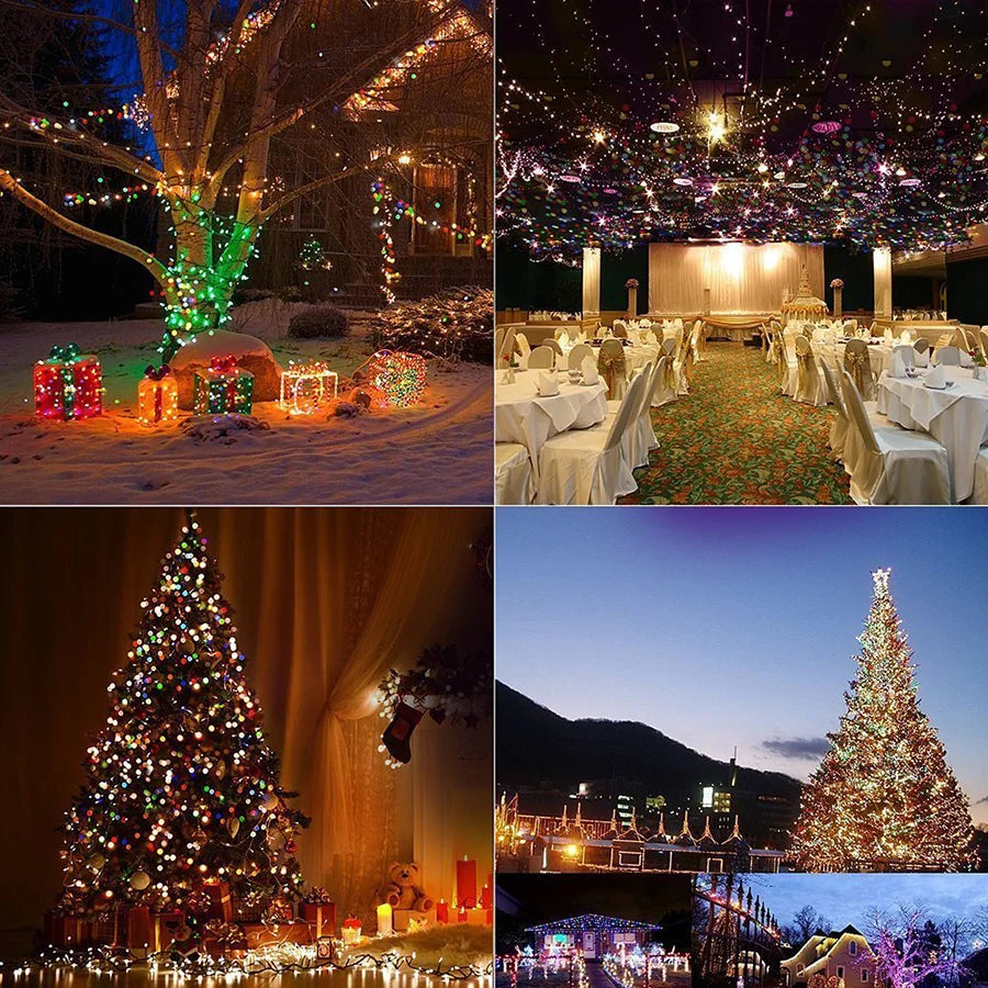 2025 New Year Christmas Decoration String Lights 10M 30M 50M Outdoor Garland Fairy Lights for Wedding Party Garden Tree Street