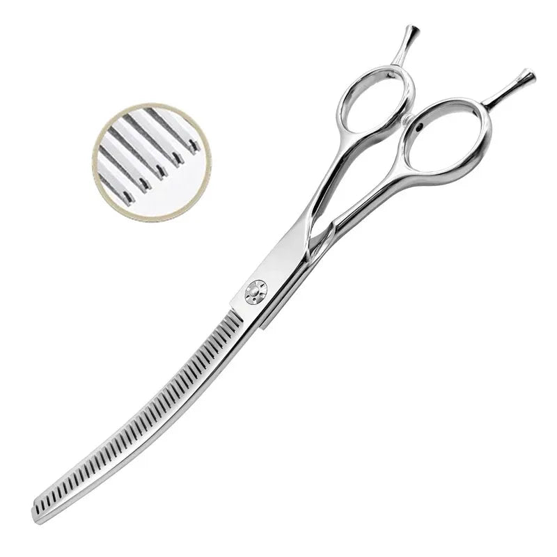 Professional Pet Grooming Scissors  7.5 inch Curved chunking Scissors For Dogs & Cats  Ideal For Diy Home Use