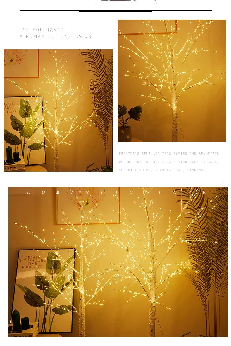 Christmas Decoration LED Birch Tree Bedroom Light for Landscape Luminous Decoration New Year DIY Decor Christmas Tree Party Gift