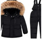 New Girls clothing Winter Warm down Cotton Jackets Children parka faux Fur Collar Coat Girl Thicken overalls Hooded kids Clothes