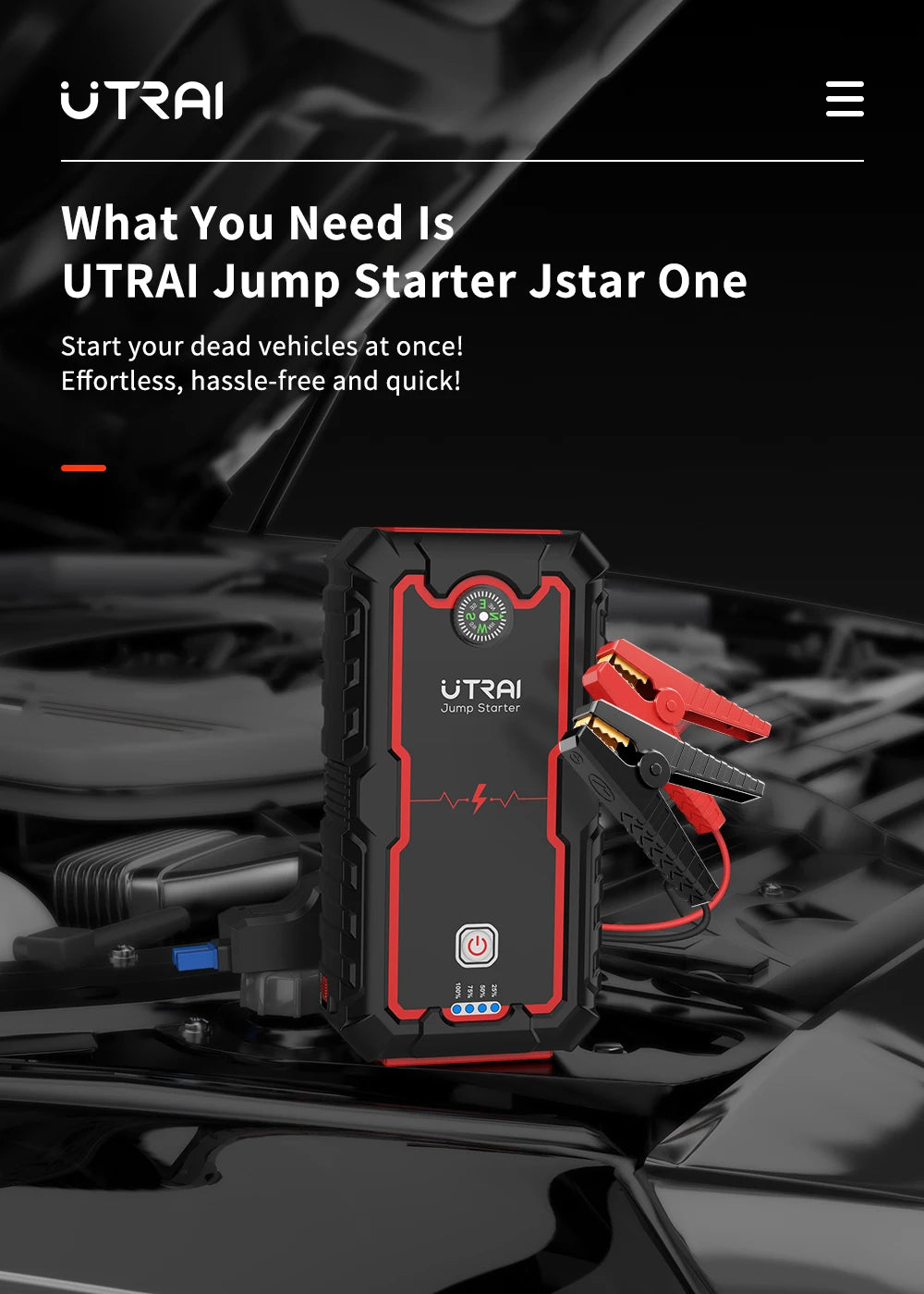 UTRAI Power Bank  2000A Jump Starter Portable Charger Car Booster 12V Auto Starting Device Emergency Car Battery Starter