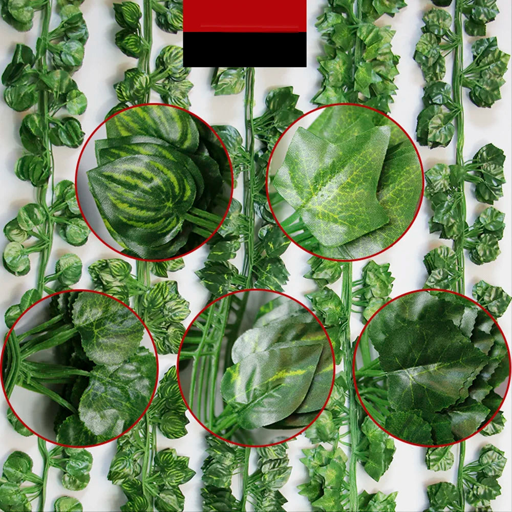 12Pcs/Pack Artificial Ivy Pothos Wall Hanging Decor Fake Plants Liana Vine String Leaves Home Outdoor Garden Wedding Decorations