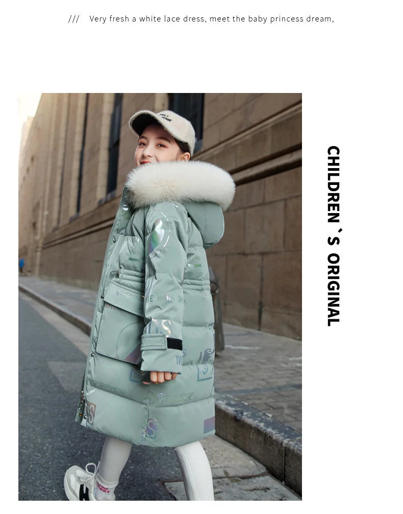 New Winter Down cotton Jacket Girls Waterproof Hooded Coat Children Outerwear Clothing Teenage 5-16Y clothes Kids Parka Snowsuit