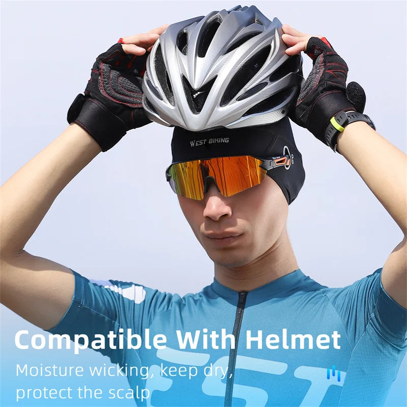 WEST BIKING Summer Cycling Caps UV Protection Cool Ice Silk Hat MTB Motorcycle Helmet Liner Skull Caps Running Sports Beanie