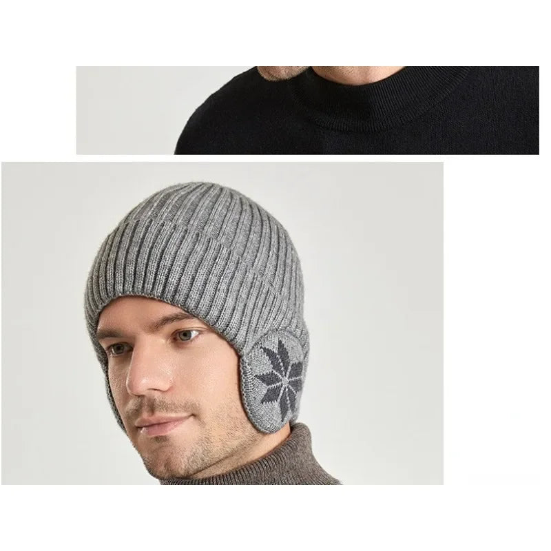 Men Women Winter Warm Plush Knitted Benines Snow Fashion Skullies Hat Unisex New Outdoor Coldproof Ear Protection Wool Caps