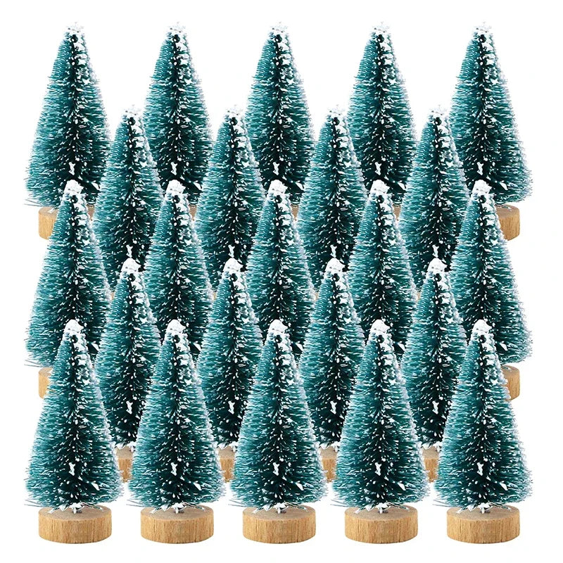 12PCS Set Mini Christmas Tree DIY Christmas Decorations 2025 Year Small Pine Tree Xmas Ornaments Navidad Gifts Christmas Decors