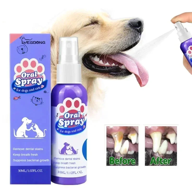 Pet Teeth Cleaning Spray Oral Care Remove Tooth Stains Keep Fresh Breath for Cats and Dogs Whitening  Remove bad breath