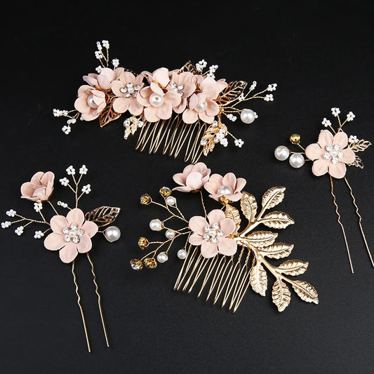 Bulbusbow Elegant Wedding Bride Hairpin Hair Clips for Women – Pearl Rhinestone Flower Hair Combs and Hairbands | Bridal Hair Accessories