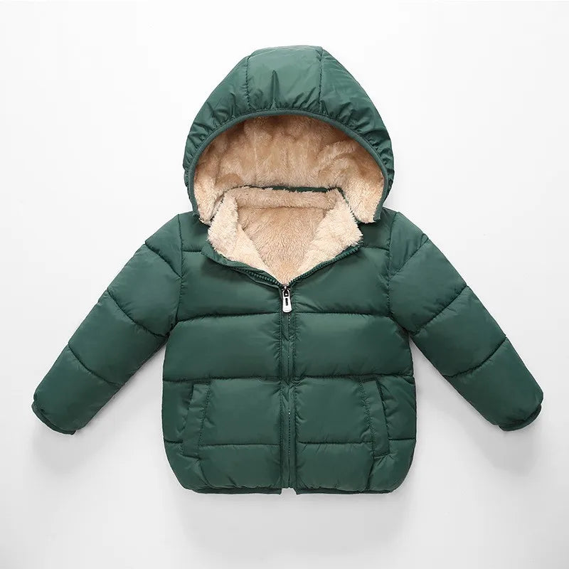 Children's Cotton Cloths Down Jacket Coat Baby Kids  Clothing Boy Girls Cashmere Winter Thick Warm Zipper Hooded Outwear