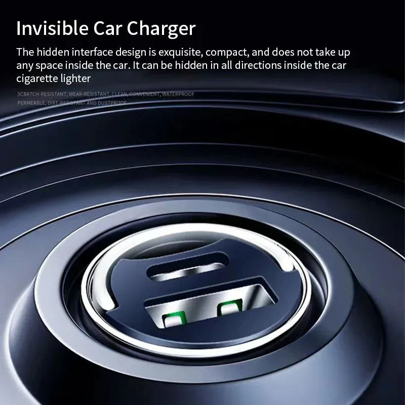 100W Mini Car Charger Lighter Fast Charging for iPhone QC3.0 Mini PD USB Type C Car Phone Charger for Xiaomi Samsung Huawei