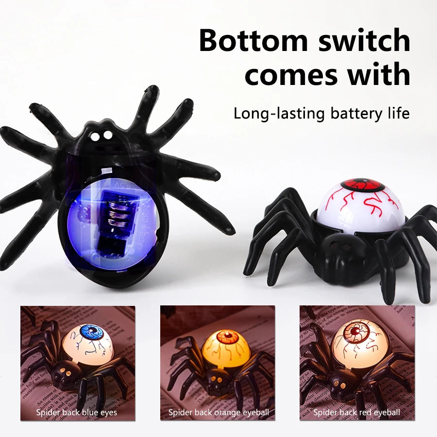 1/2/5pcs Halloween LED Light Spider Eyeball Glow Night Lamp Horror Prop Ornament Festival Party Halloween Decoration Supplies