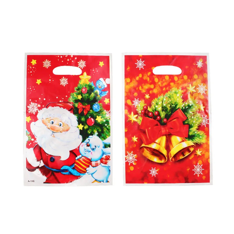 10pcs Christmas Gift Bags Santa Claus Elk Xmas Tree Candy Bags Christmas Decorations for Home Loot Bag New Year Party Bags Favor