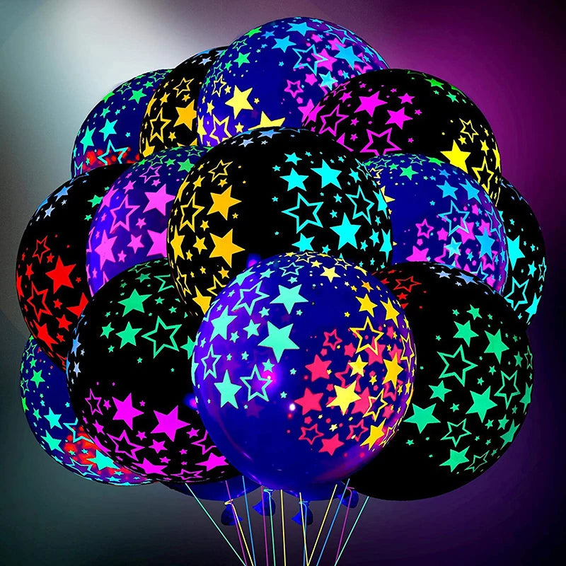 10/20/30PCS 12inch Fluorescent Balloon Glow In The Dark Glow Luminous Love Heart Latex Baloon For Wedding Birthday Party Decor