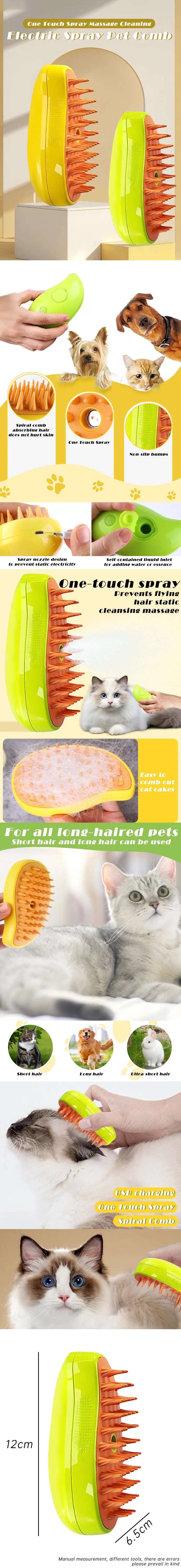 Dog Steam Brush Electric Spray Cat Hair Brush For Massage Pet Grooming Kitten Pet Bath Brush Removing Tangled and Loose Hair