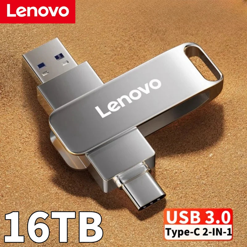 联想 16TB 3.0 USB 闪存盘金属高速笔式驱动器 2TB 512GB 防水 Type-C USB 笔式驱动器适用于计算机存储设备