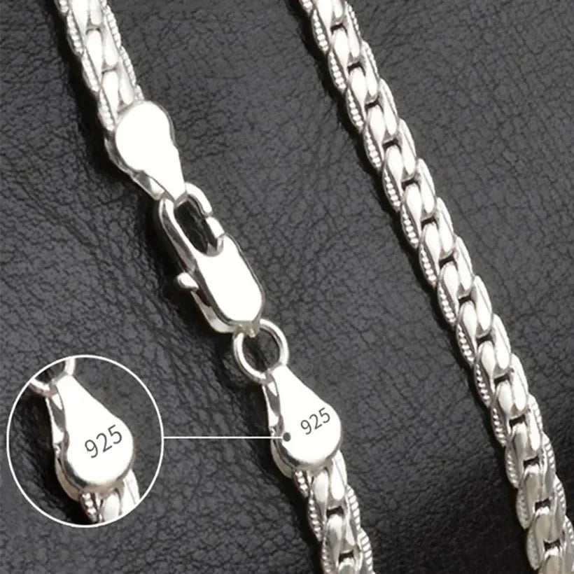 Fine 925 Sterling Silver 5MM 18K Gold Figaro Chain Necklace For Women Men Boy Fashion Wedding Engagement Jewelry Gifts choker