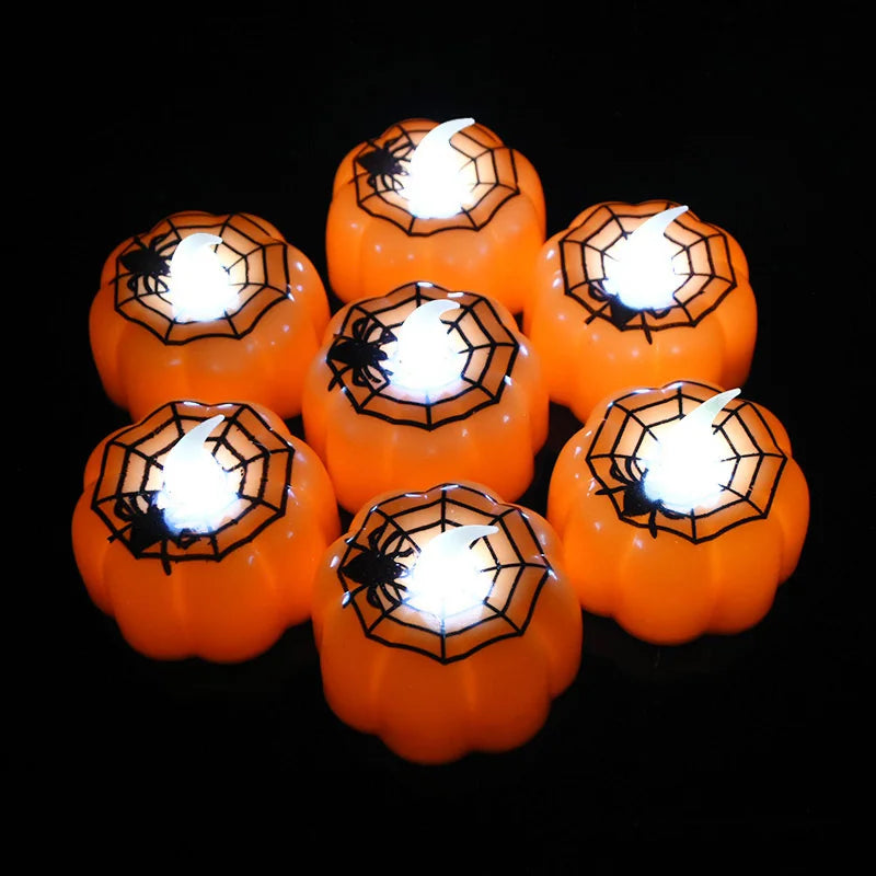 6Pcs/lot LED Pumpkin Light Halloween Decoration Ornaments Flickering Flameless Nigh Lamp Holloween Party Decoration Supplies