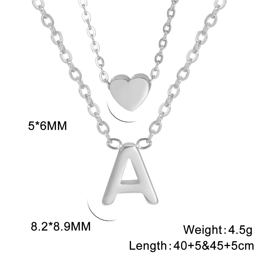 Kkjoy Fashion Stainless Steel Gold Silver Color Dainty Tiny Heart Initial Letter Pendant Choker Necklace For Women Jewelry Gift