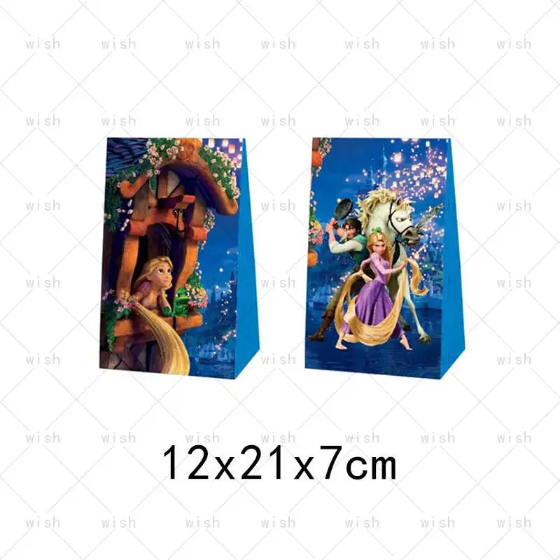 Disney Princess Rapunzel Paper Tangled Gift Bag Girl Birthday Party Supplies Cookies Candy Snack Bag Baby Shower Wed Decor